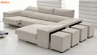 Sala linda Decorada com um Sofá com Chaise de 3 lugares - Design Único Sofá Chaise 3 Lugares