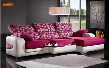 Sala Decorada com um Lindo Sofá Moderno Com assento e encosto retrátil Sofá com Chaise - Moderno e Super Sofisticado