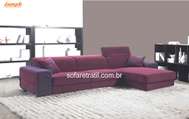 Oferecemos o Belo Sofá Elétrico cor vinho na decoração dessa Sala Maravilhosa Sofá Elétrico Moderno