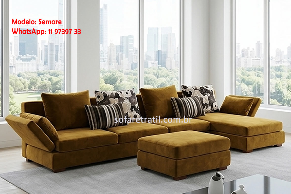 Sofá com chaise combinado a sistema elétrico