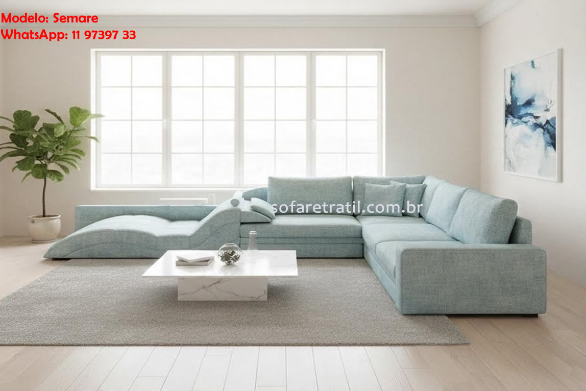 Sofá com chaise fabricado sob medida para sala