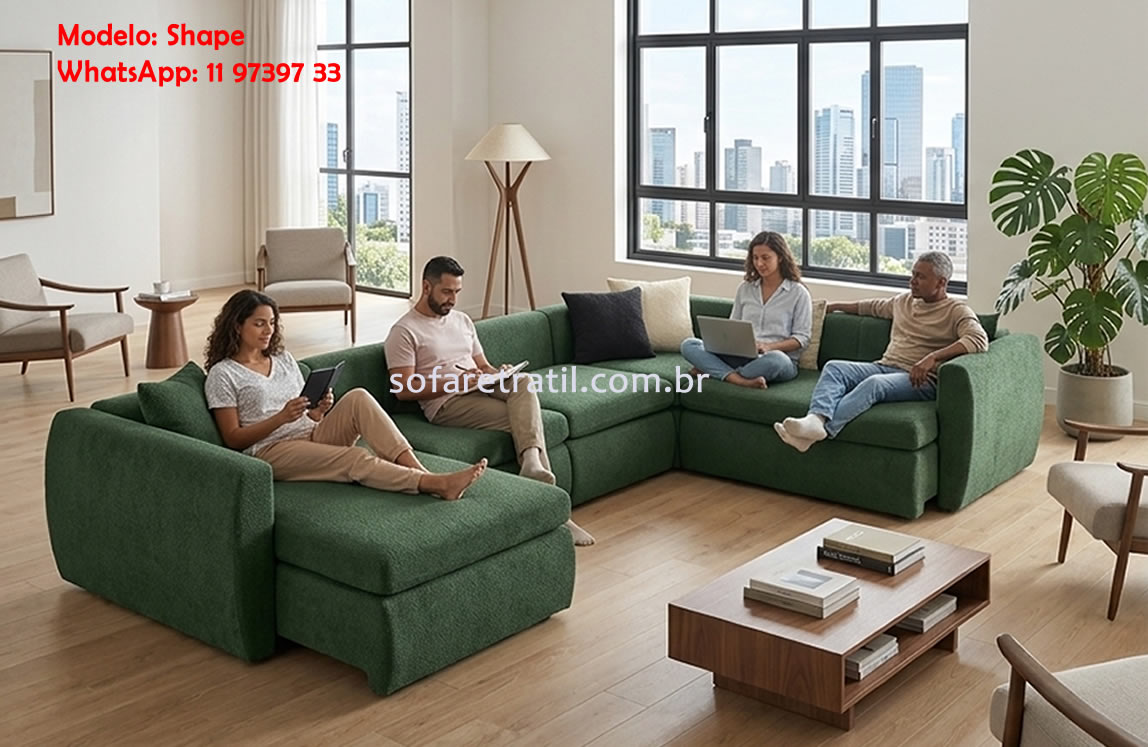 Sofá retrátil feito sob medida para sala pequena
