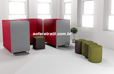 sofas de encosto alto acustico para escritório sofas com encosto alto